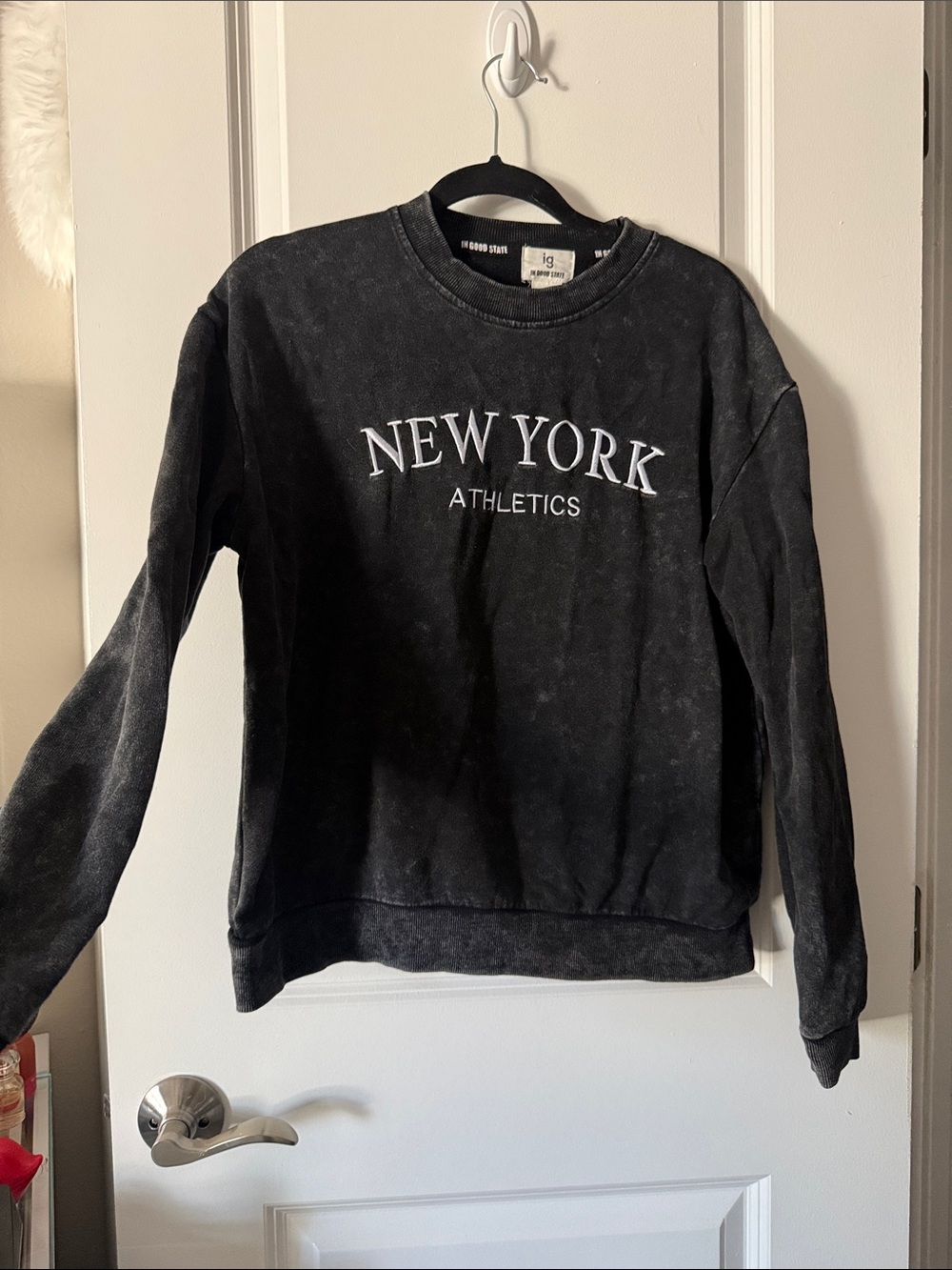 NEW YORK Athletics Black Washed Crewneck Sweatshirt